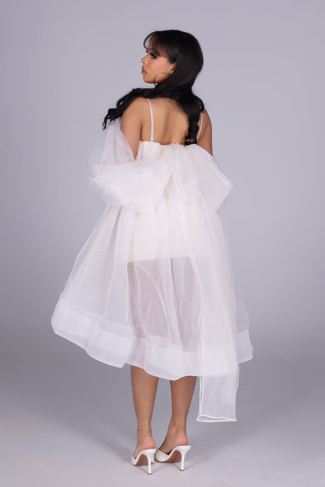 Blanc Étoile Organza Mini Dress