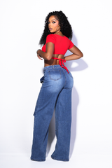 Hi Rise Snap Baggy Jeans