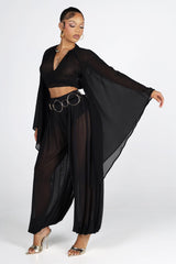 Sirocco Front Knotted Chiffon Blouse Top