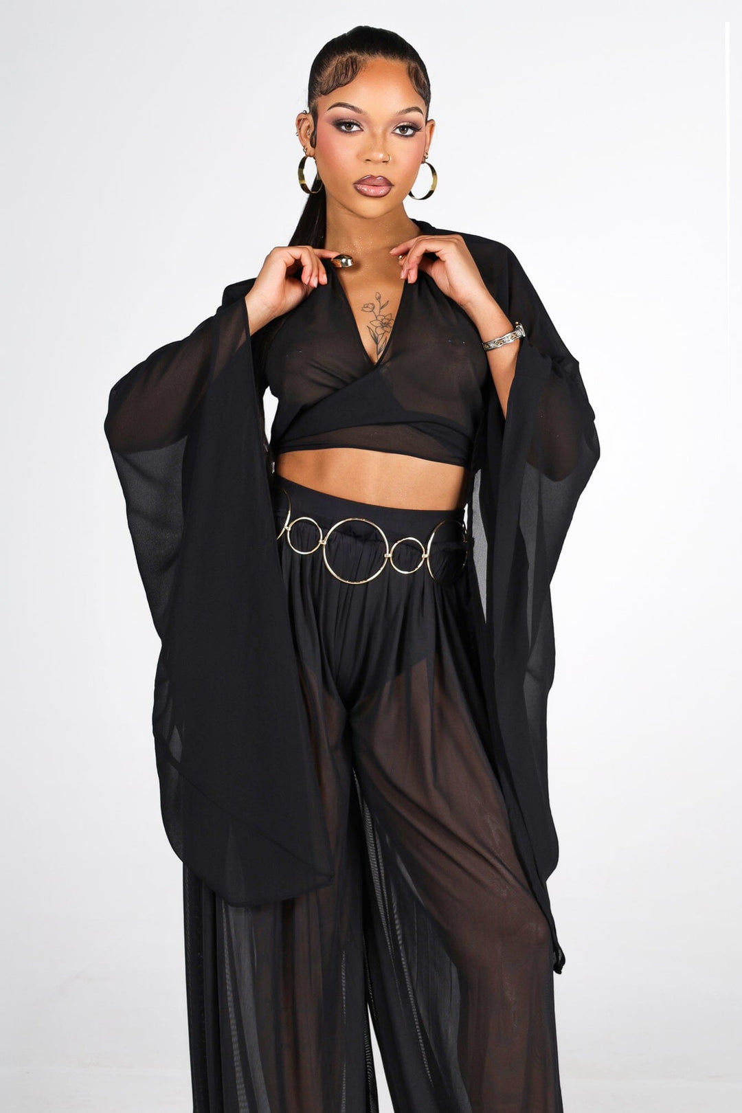 Sirocco Front Knotted Chiffon Blouse Top