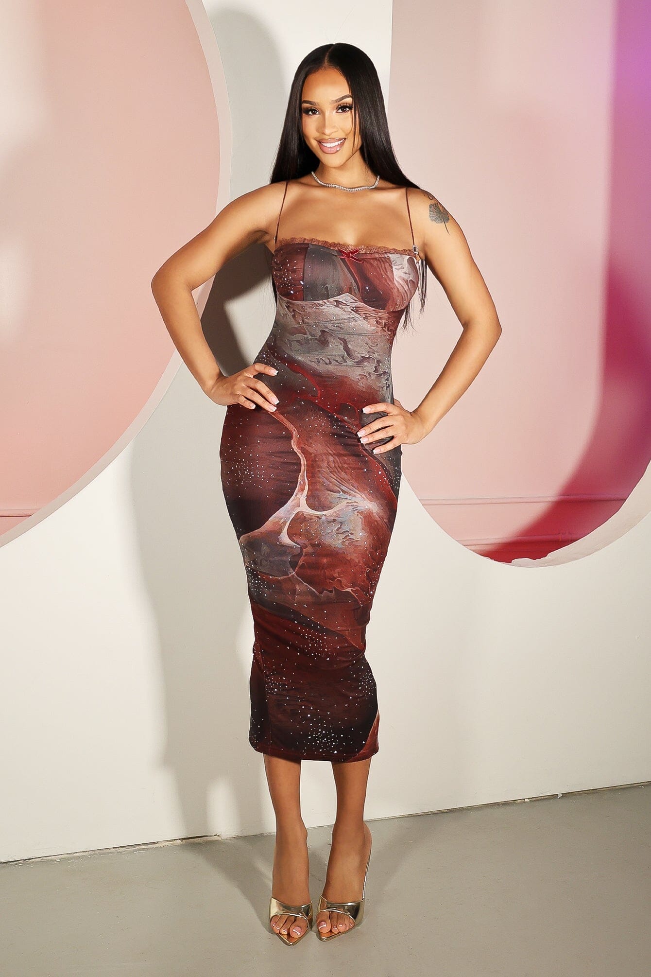 Sway In Rhinestone Midi Dress Sway In Rhinestone Midi Dress