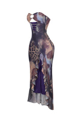 Leona Mesh Print Ruffle Tube Dress