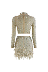 New Standard Stone and Pearl Top &amp; Skirt SET