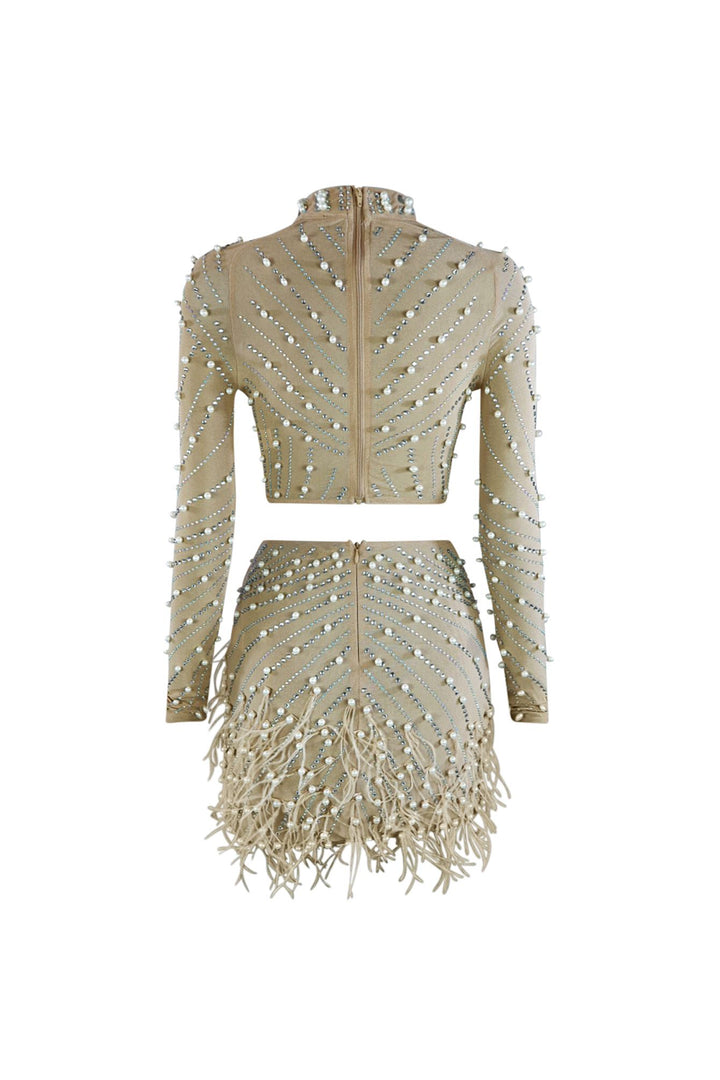 New Standard Stone and Pearl Top &amp; Skirt SET