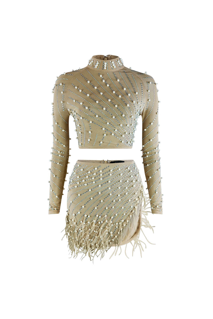 New Standard Stone and Pearl Top &amp; Skirt SET