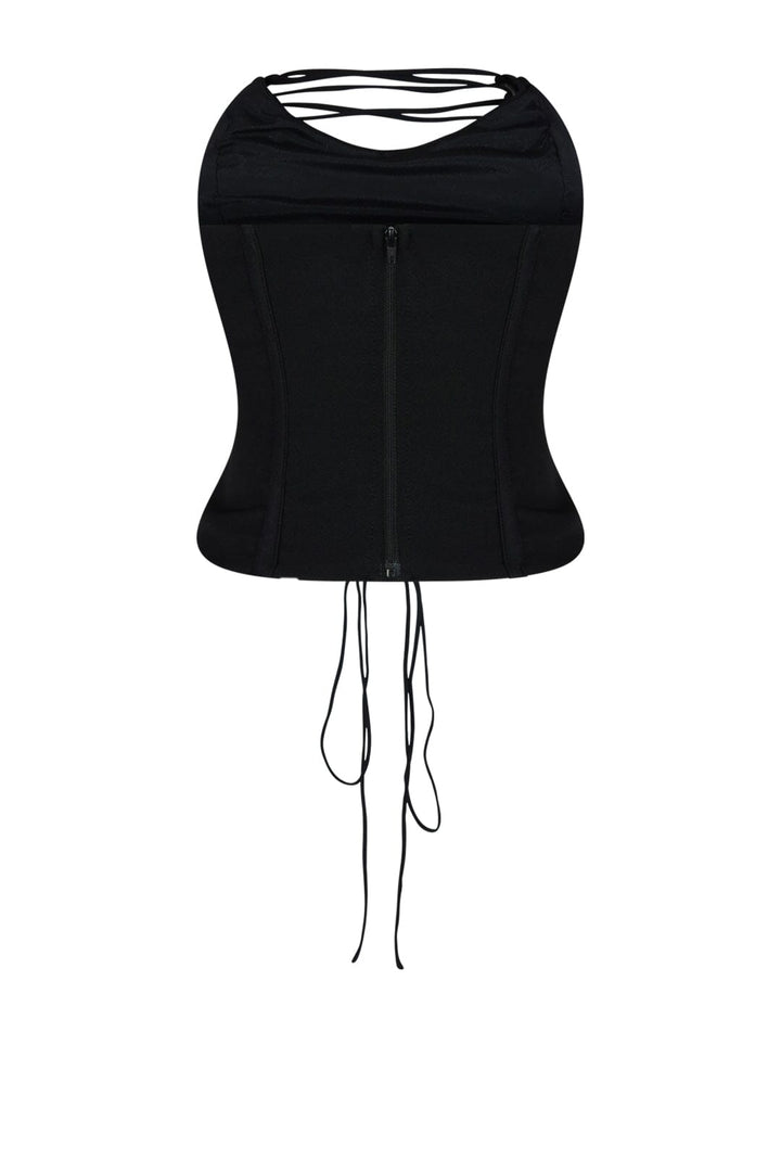 Cause For Concern Lace Up Mid Rise Corset Crop Top EDGE 