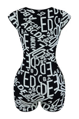 Alpha Print Knit Romper Rompers + Jumpsuits EDGE 