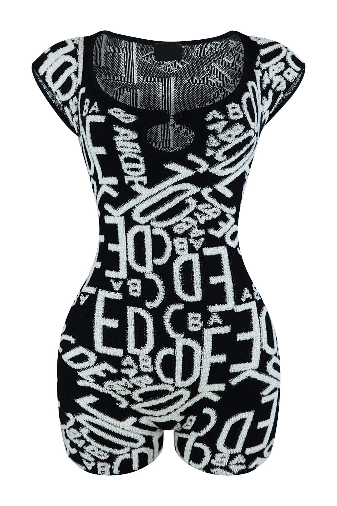 Alpha Print Knit Romper Rompers + Jumpsuits EDGE Small Black 