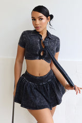 Avril Mineral Washed Tie Top &amp; Skirt SET