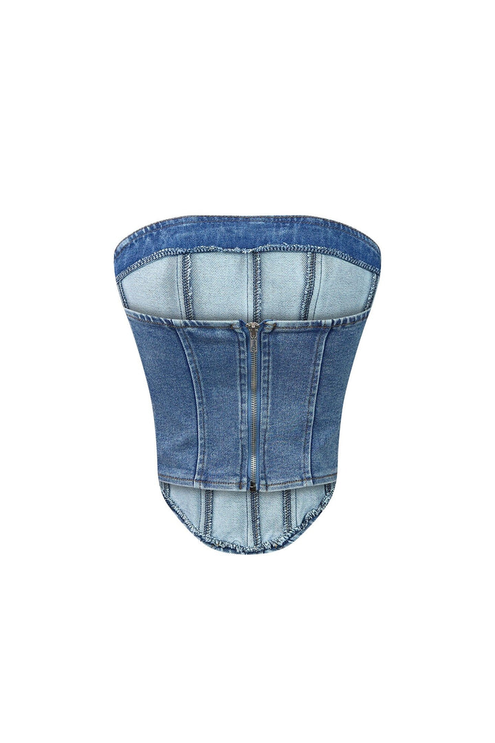 Barbara Boned Denim Corset Top