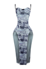 Lark Newspaper Printed Mesh Dress