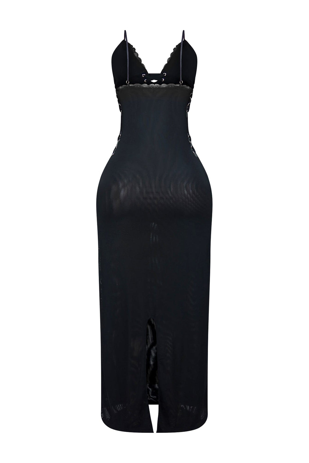 Oprah Lace Trim Mesh Maxi Dress