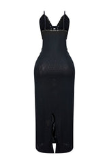 Oprah Lace Trim Mesh Maxi Dress