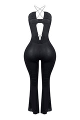 Free Feeling Ruffle Cross Halter Jumpsuit
