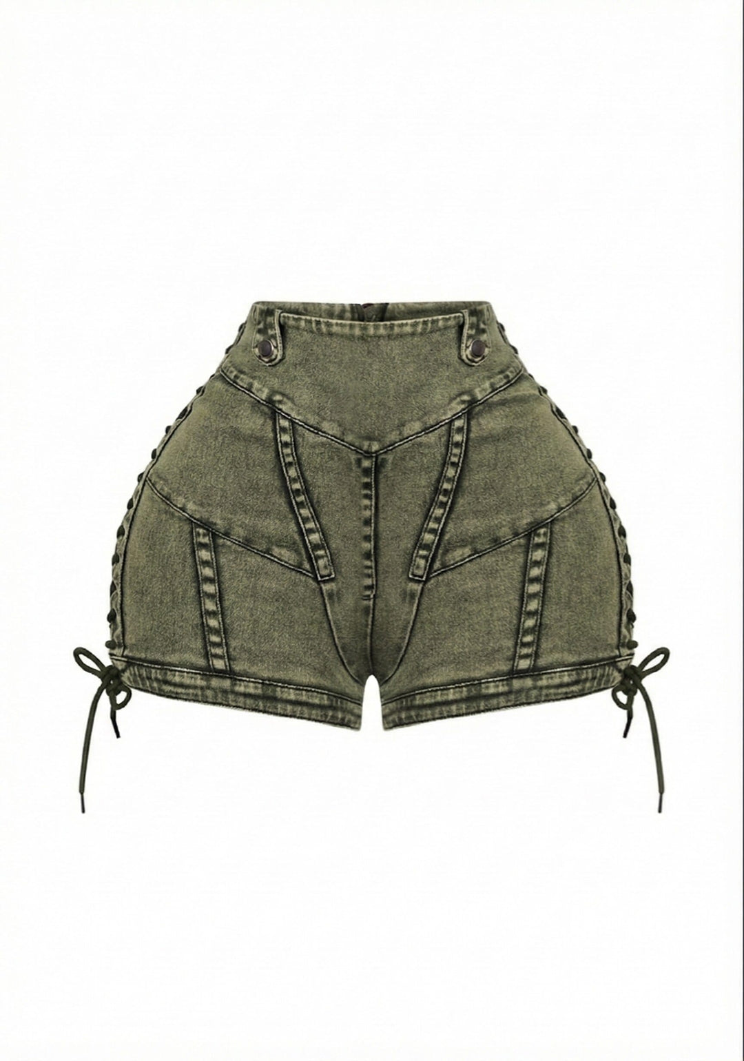 Keep Up Lace Up Denim Shorts