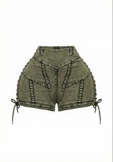 Keep Up Lace Up Denim Shorts