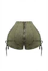 Keep Up Lace Up Denim Shorts