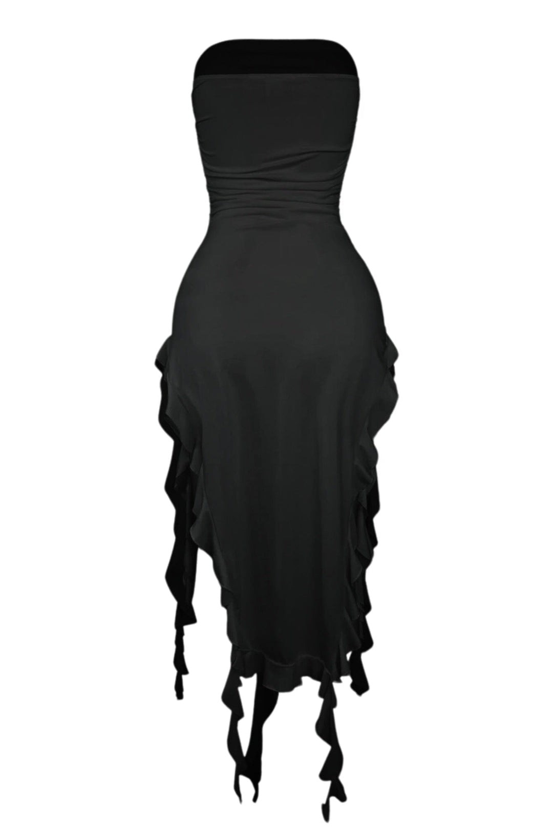 tube top dress flowy bottom Tube Top Dress Blue Black Fitted Stretch Bust Flowy Bottom - Size Juniors  Small
