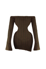 No Options Fuzzy Mini Dress Dress EDGE Small Brown 