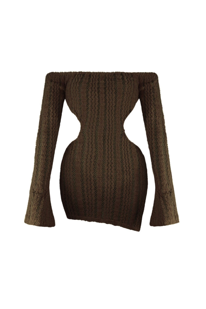 No Options Fuzzy Mini Dress Dress EDGE Small Brown 