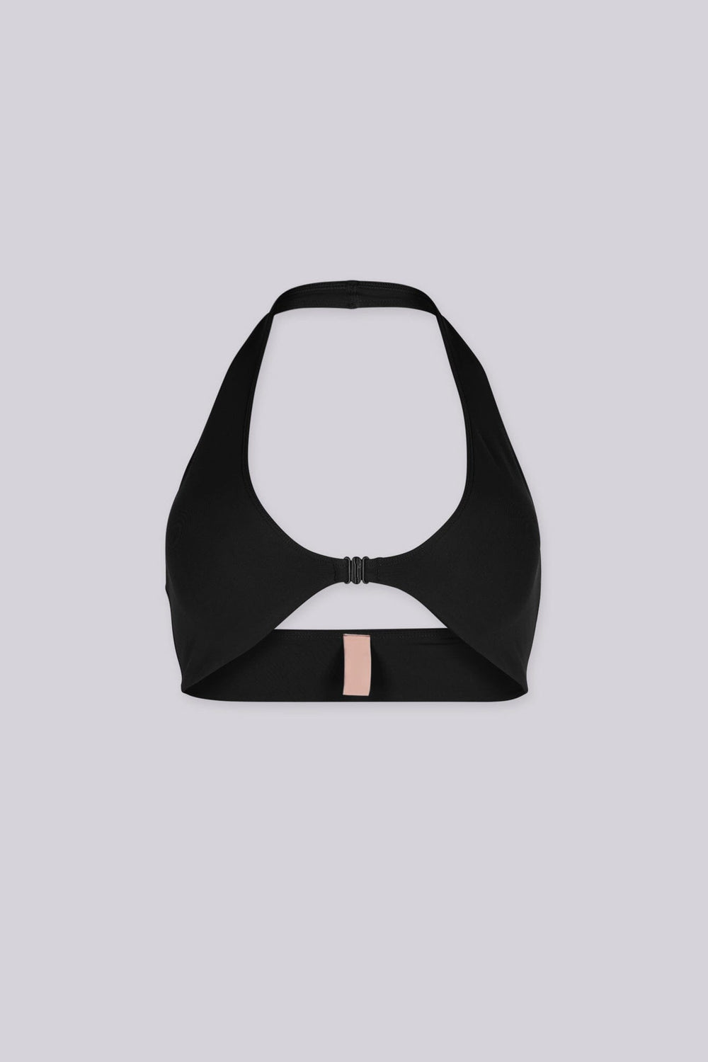 EDGEBYKS - Halter neckline stretch bikini top, Front slide-and-snap closure, black front view