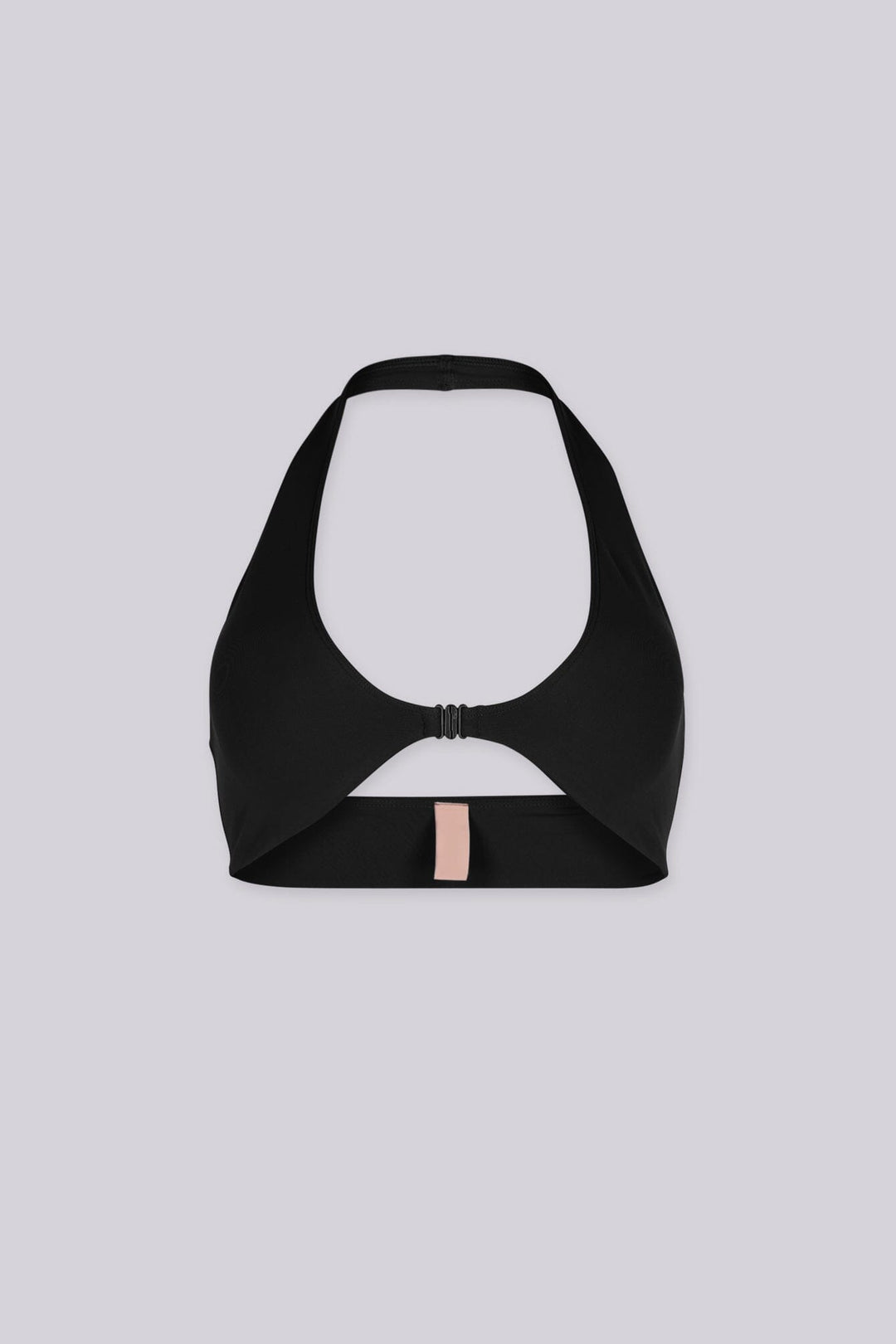 EDGEBYKS - Halter neckline stretch bikini top, Front slide-and-snap closure, black front view