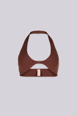 EDGEBYKS - Halter neckline stretch bikini top, Front slide-and-snap closure, brown front view