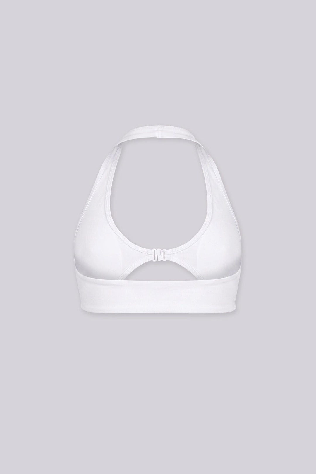 EDGEBYKS - Halter neckline stretch bikini top, Front slide-and-snap closure, white back view