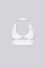 EDGEBYKS - Halter neckline stretch bikini top, Front slide-and-snap closure, white back view
