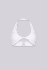 EDGEBYKS - Halter neckline stretch bikini top, Front slide-and-snap closure, white front view