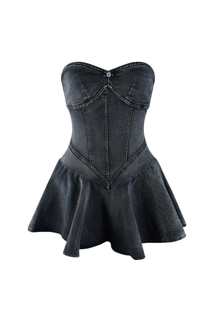Denim Balletcore Corset Mini Dress – EDGE