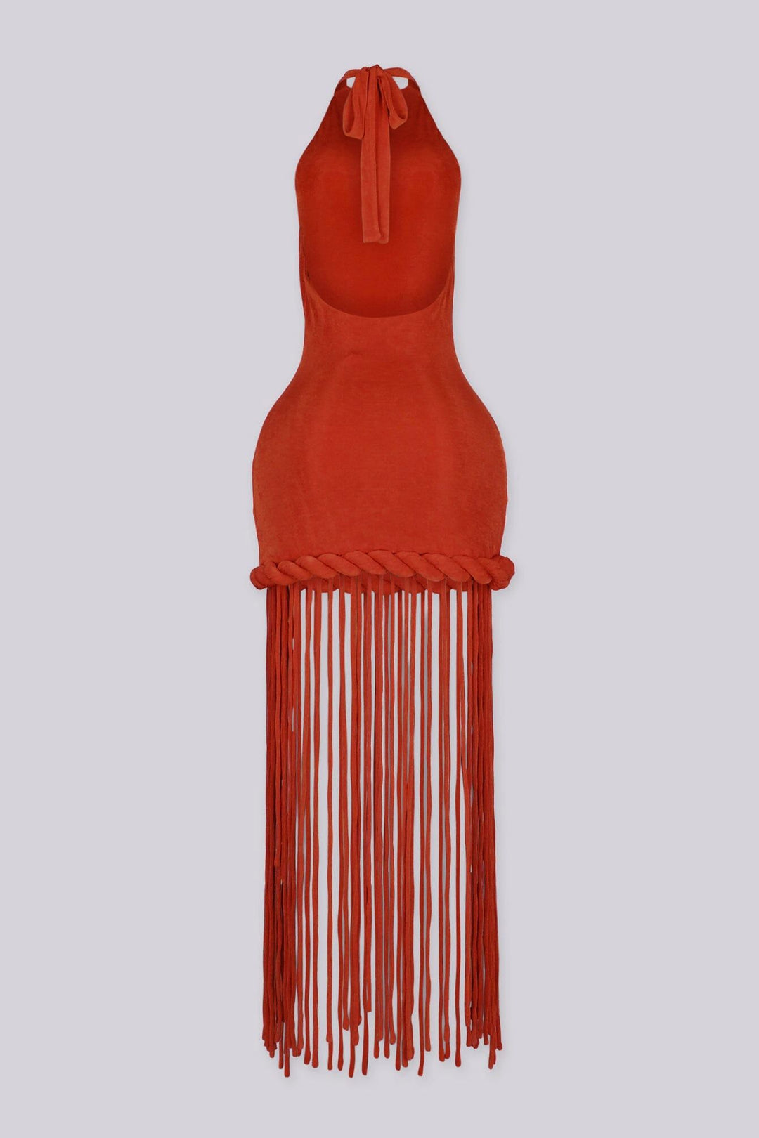 EDGEBYKS -  Tie back halter neck maxi dress fitted through the bodice, back view