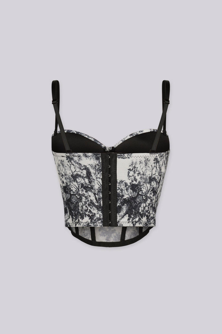 EDGEBYKS - Mesh structured corset bustier with built in underwire cups, back view