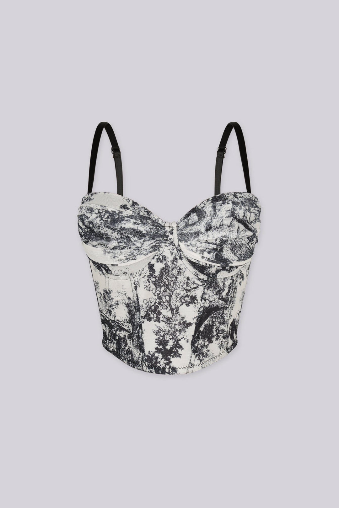 EDGEBYKS - Mesh structured corset bustier with built in underwire cups, front view