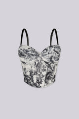 EDGEBYKS - Mesh structured corset bustier with built in underwire cups, front view