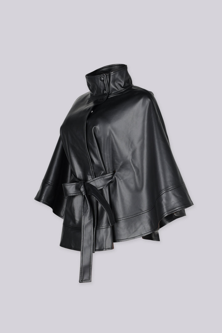 Vennett Faux Leather Poncho Cape