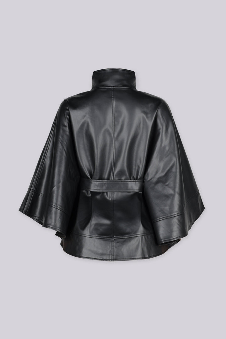 Vennett Faux Leather Poncho Cape