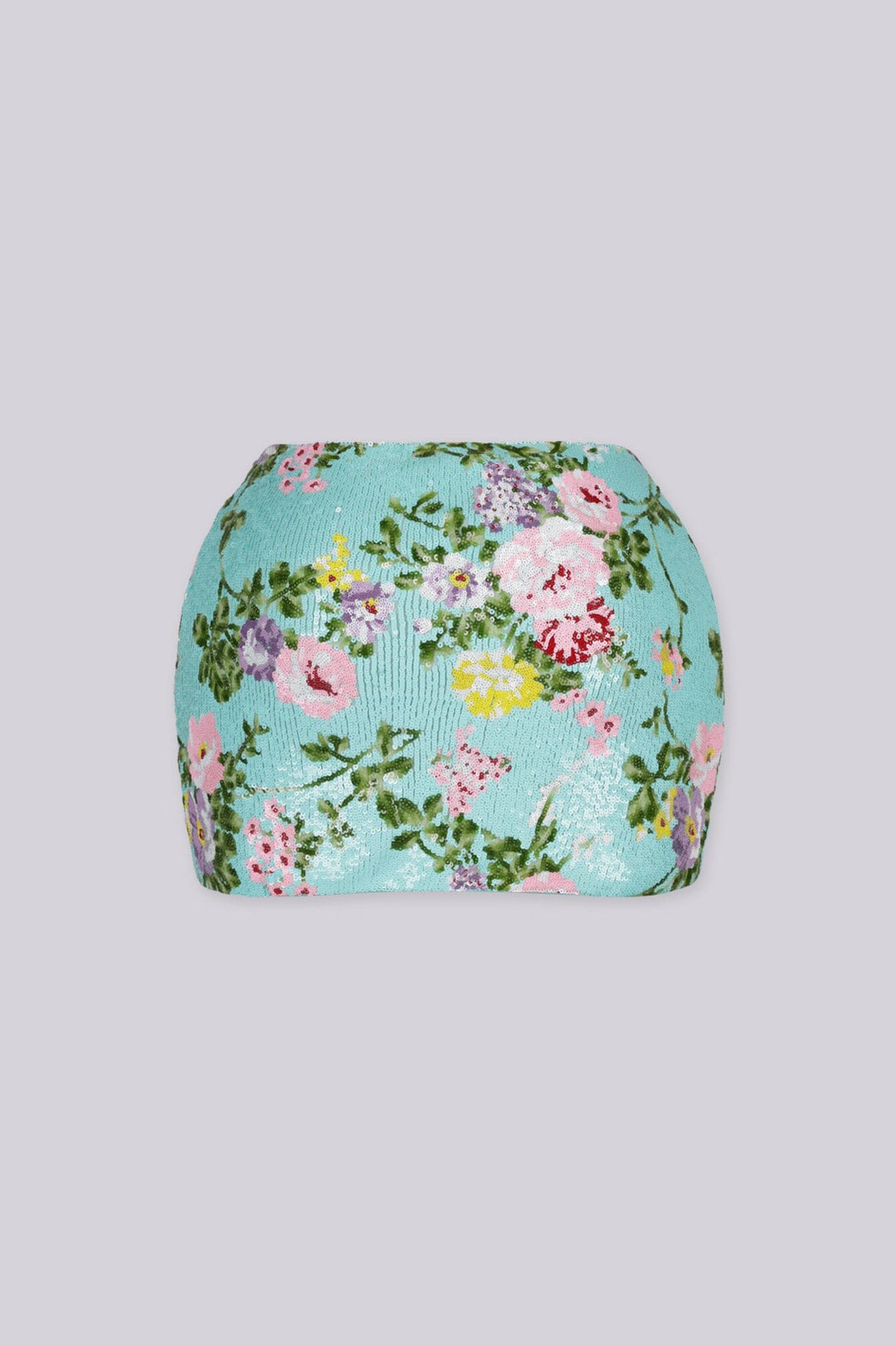 Floral shimmering sequin embellishments for a retro feminine touch mini skirt