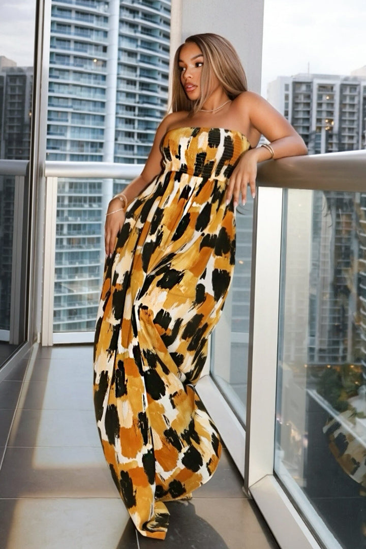 smocked summer jumpsuit print maximislism style one piece