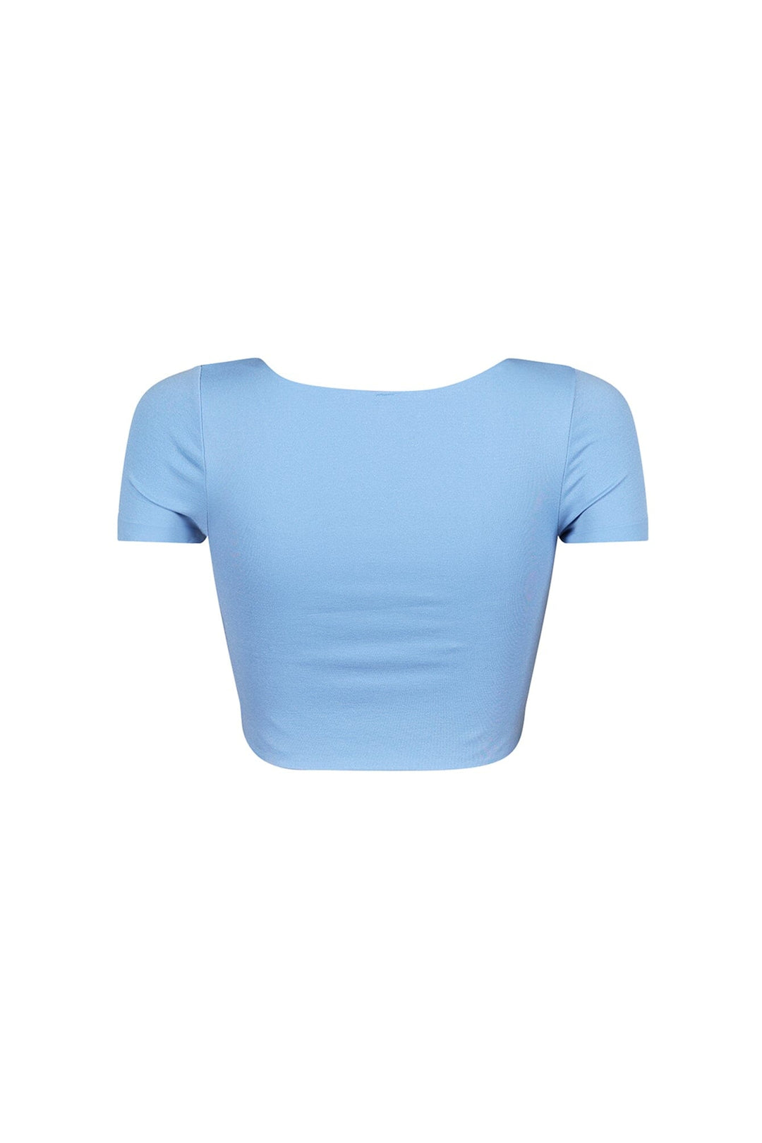 Short sleeves double layered cropped top featuring wide scoop neck
