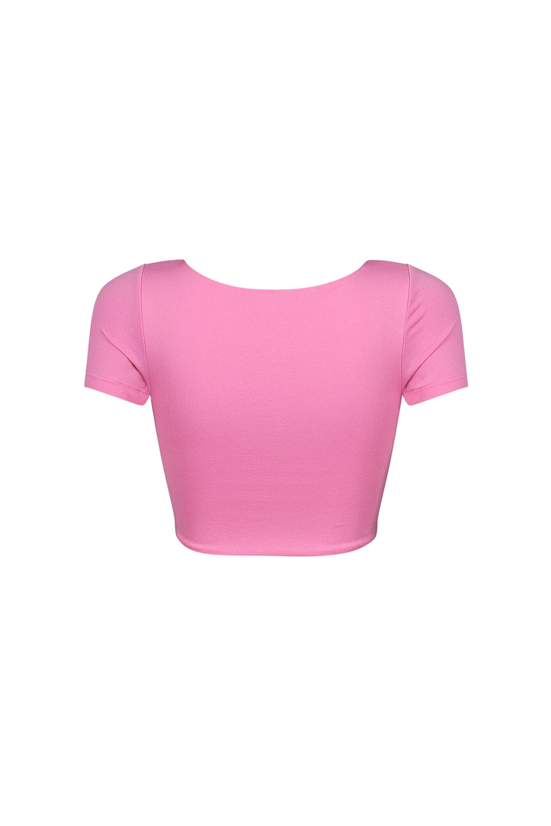 Short sleeves double layered cropped top featuring wide scoop neck