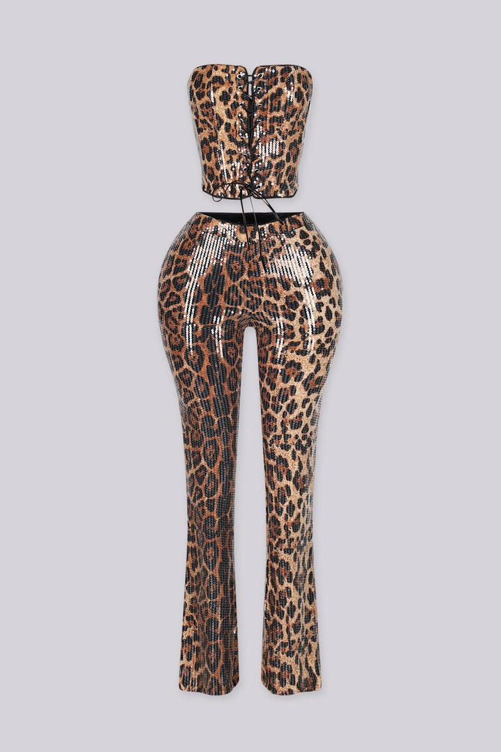 Animal printed strapless cropped bustier top with front lace up detail, Fully lined