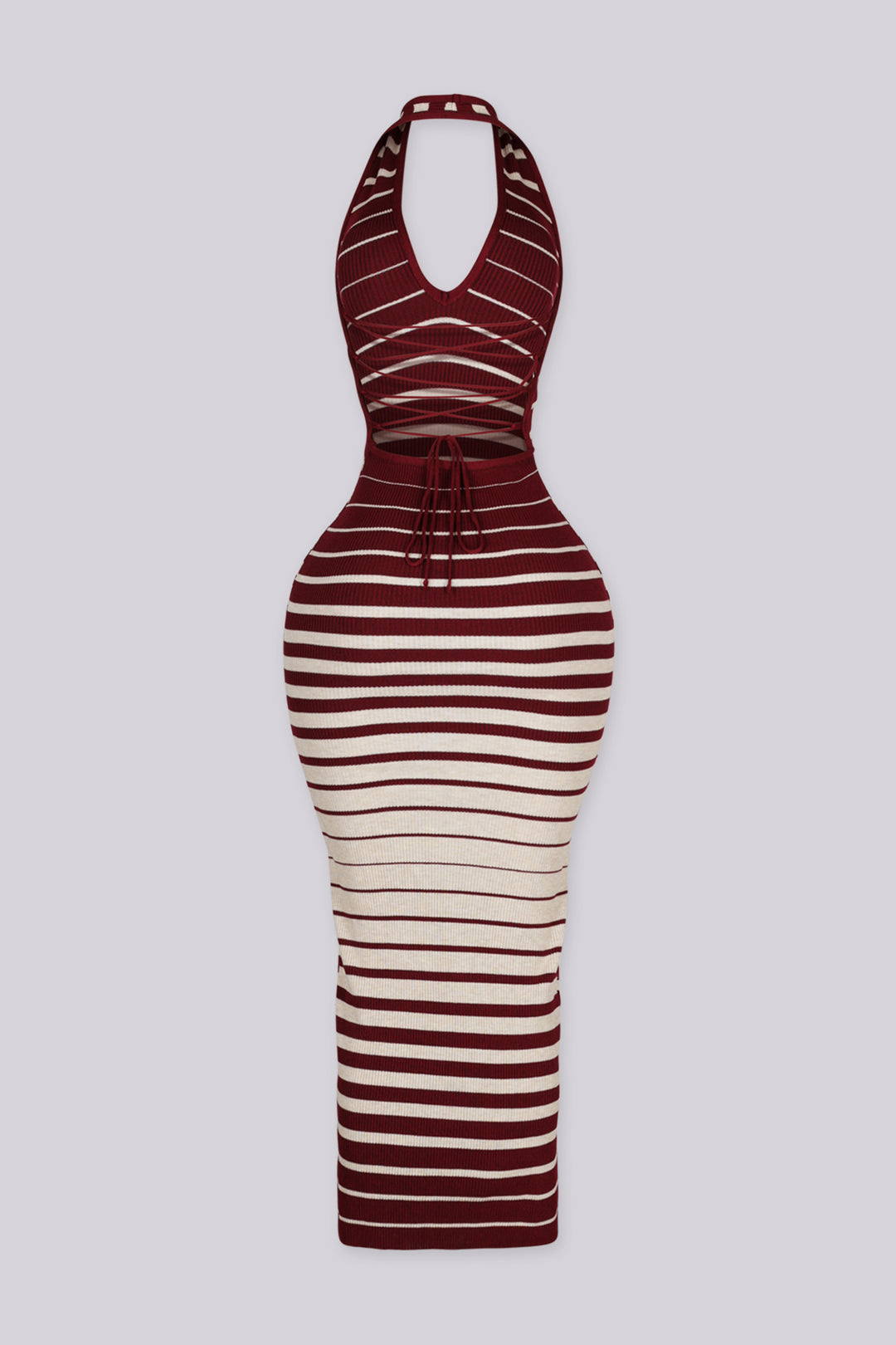 Avida Ribbed Knit Halter Maxi Dress
