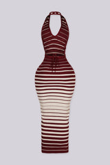 Avida Ribbed Knit Halter Maxi Dress