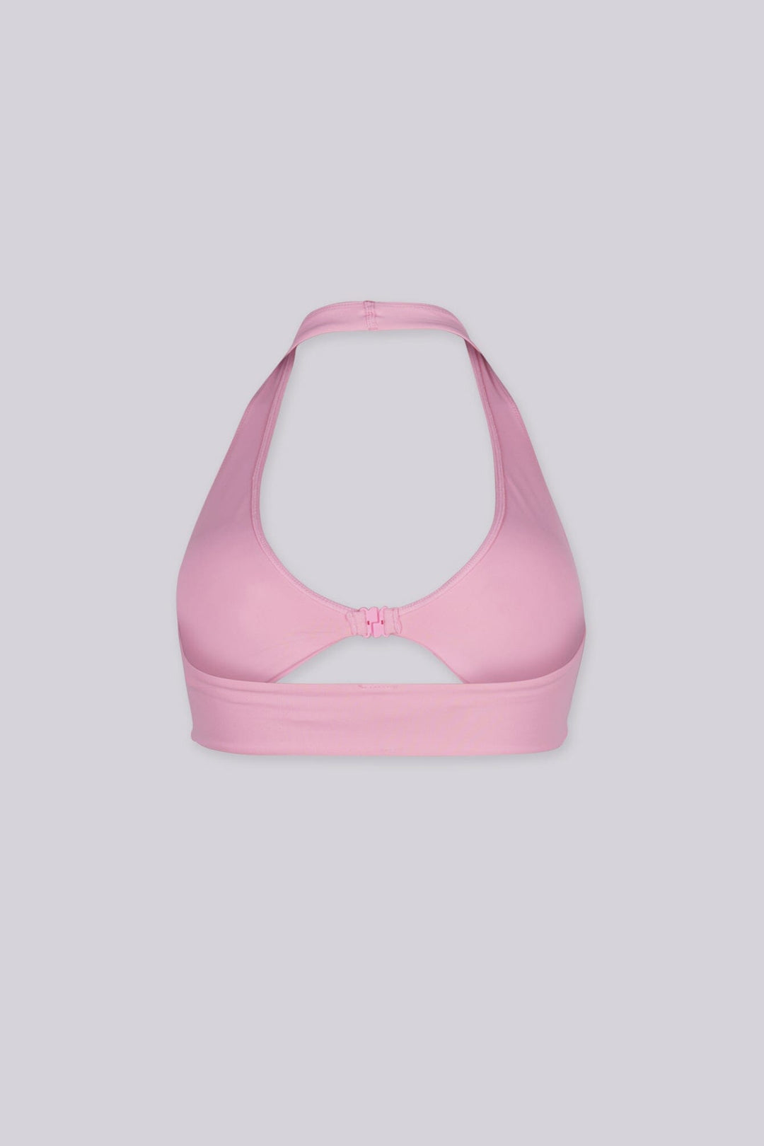 EDGEBYKS - Halter neckline stretch bikini top, Front slide-and-snap closure, pink back view
