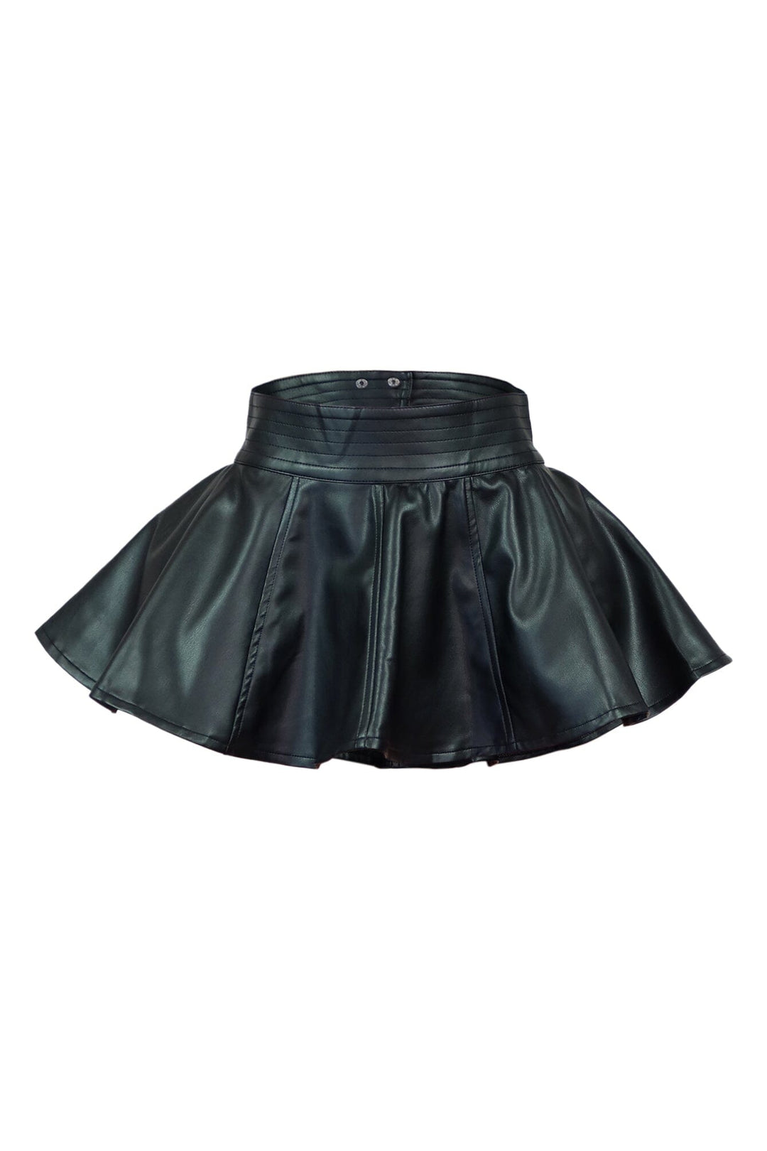 EDGE — black faux leather peplum belt, front view flat lay