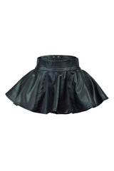 EDGE — black faux leather peplum belt, front view flat lay
