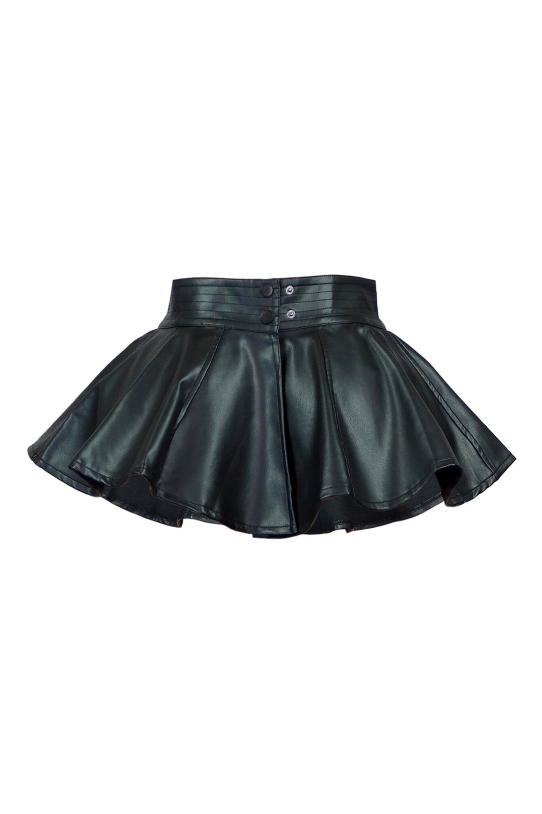 EDGE — black faux leather peplum belt, back view flat lay