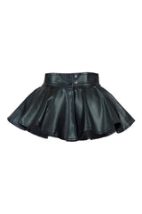 EDGE — black faux leather peplum belt, back view flat lay