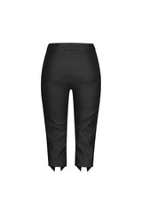 EDGE — black zip-slit capri pants, back view flat lay